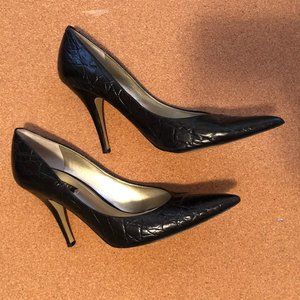 Nine West Black leather high heel shoe sz 11.